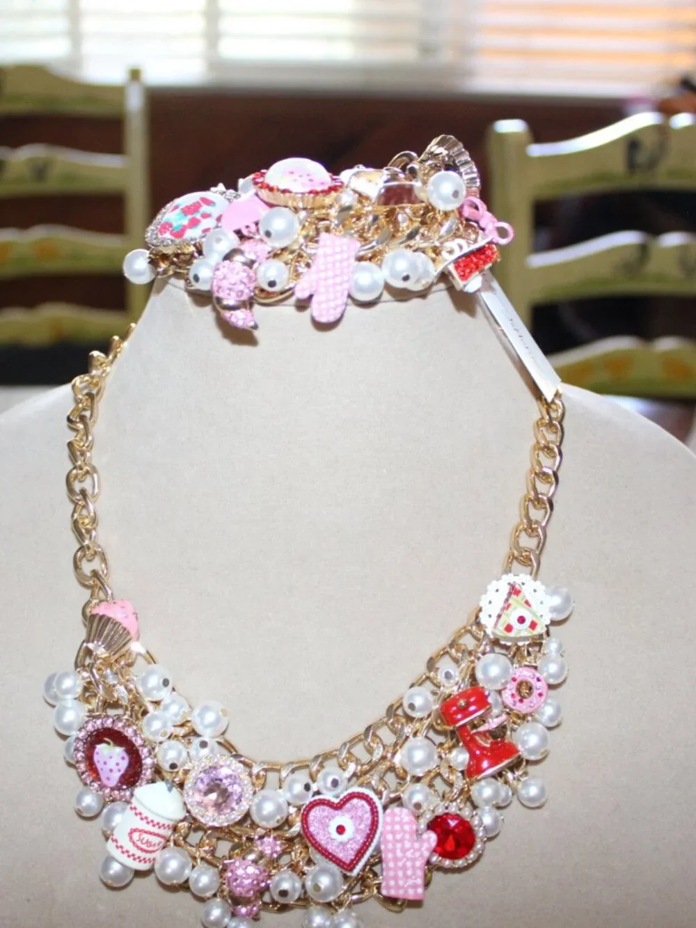 NWT Betsey Johnson Baking Bib Necklace and matching Bracelet FABULOUS!! - Picture 1 of 13
